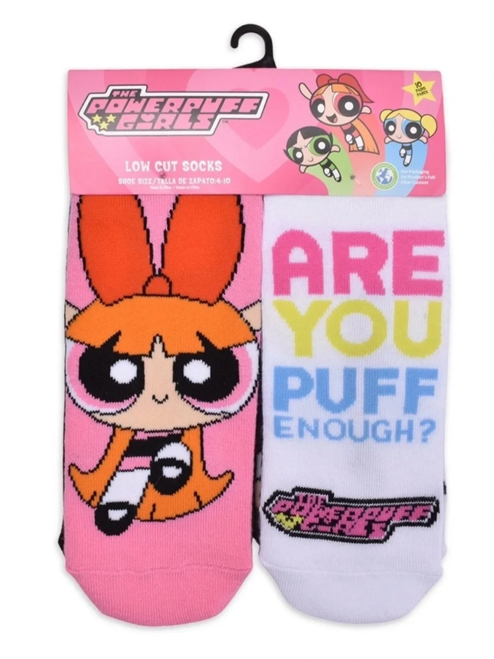 The Powerpuff Girls Womens 10-Pack Low-Cut Socks, Sock Size 9-11